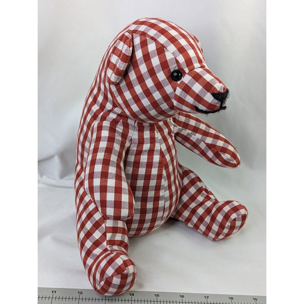 Tisca‎ Tiara Textile Plaid Bear Plush Red 10 Inch Stuffed Animal Toy